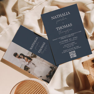 Modern Typography Script Photo QR Code Wedding Invitation