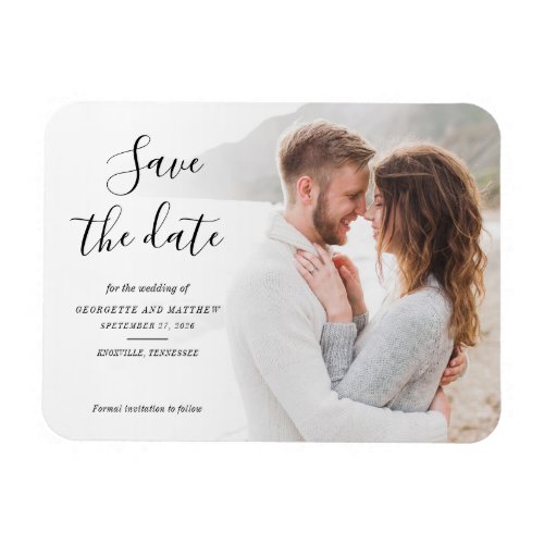 Modern Typography Script Photo Save The Date Magnet