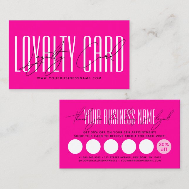 Modern typography script reward  loyalty card (Front/Back)