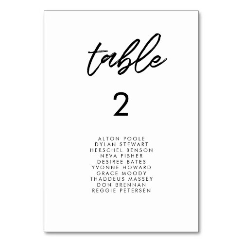 Modern typography seating chart cards