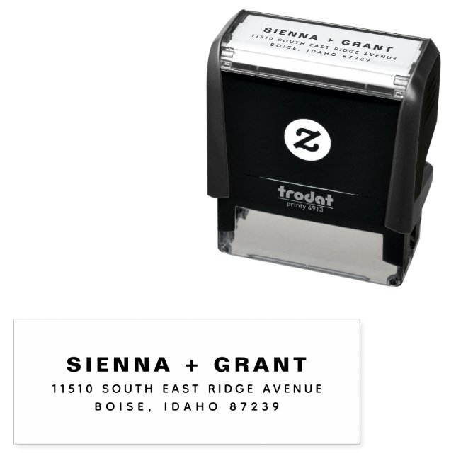 Modern Typography Self Inking Return Address Stamp (In Situ)