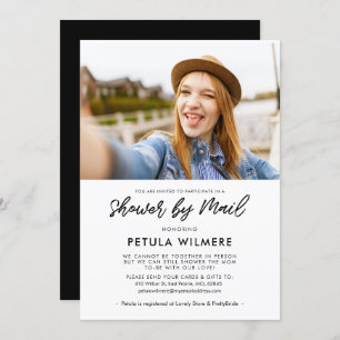 Modern typography Shower by mail photo Invitation