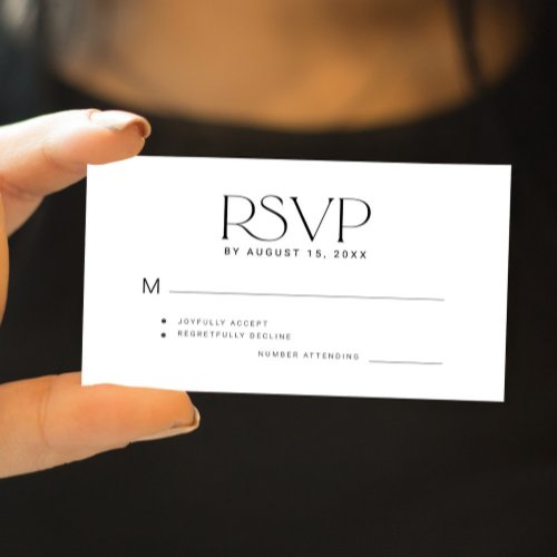 Modern typography simple budget wedding RSVP Note Card