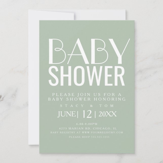 Modern Typography Simple Cotton Plant Baby Shower Invitation (Front)