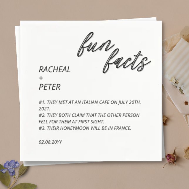 Modern Typography Simple Fun Facts Wedding  Napkins (Creator Uploaded)