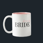 Modern Typography Simple Personalized Bride Mug<br><div class="desc">Elegant modern minimalist typography bride and name design in black and pink,  simple and unique. Great bride gifts and newlywed couple gifts.
See matching groom mugs in collection. 
Customize the mug and text color with your choice.</div>