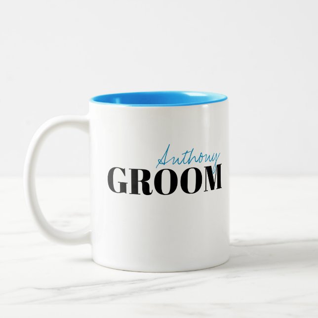 Modern Typography Simple Personalized Groom Mug (Left)