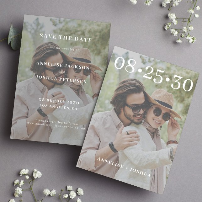 Modern typography simple photo overlay wedding save the date (Creator Uploaded)