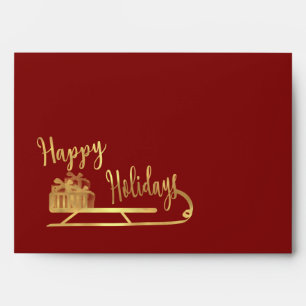 Modern typography Sledge Happy Holidays Envelope