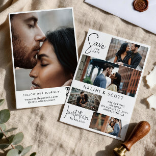 Modern Typography Snapshots QR Code Wedding Save The Date