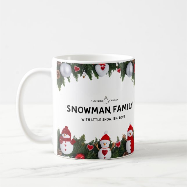 Modern Typography Snowman Family Classic  Coffee Mug (Left)