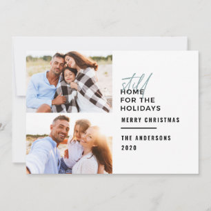 Modern typography still home for the holidays holiday card