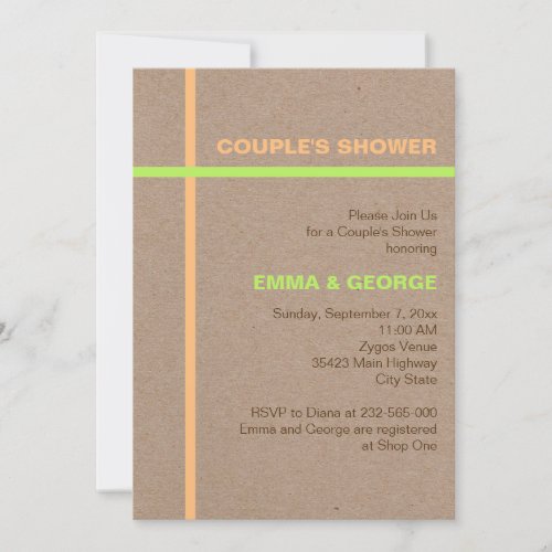 Modern typography  stripes rustic couples shower invitation