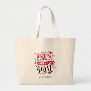 Modern Typography Teacher Thank You Personalized Large Tote Bag