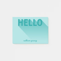 Modern Typography Teal Hello Post-it Notes