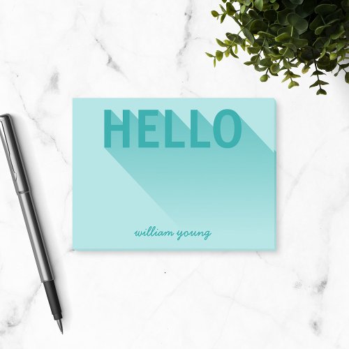 Modern Typography Teal Hello Post_it Notes