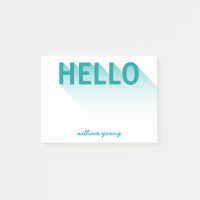 Modern Typography Teal Hello Post-it Notes