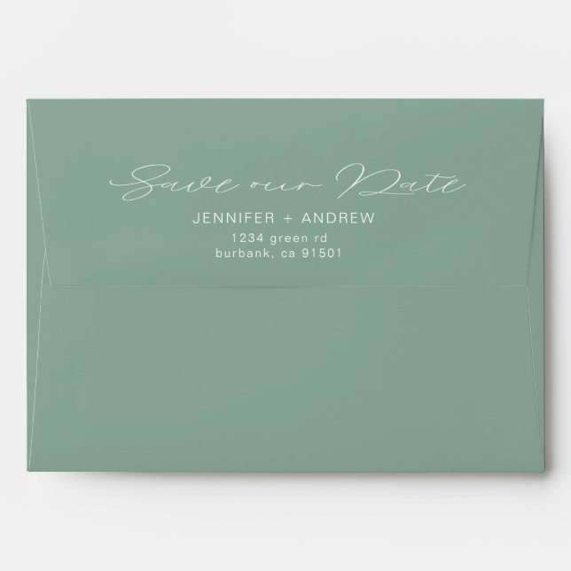 Modern Typography Teal | Pre-Addressed Wedding Envelope (Back (Top Flap))
