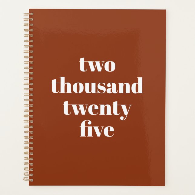 Modern typography terracotta custom year text planner (Front)