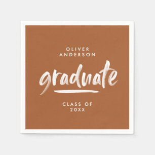 Modern typography terracotta graduation parry chic napkins