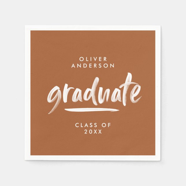 Modern typography terracotta graduation parry chic napkins (Front)