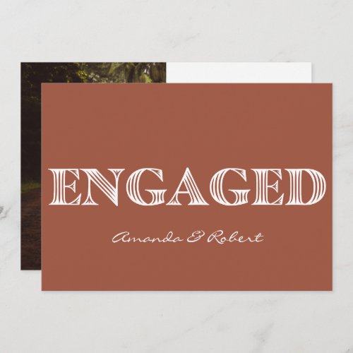 Modern Typography Terracotta Photo Engagement Announcement