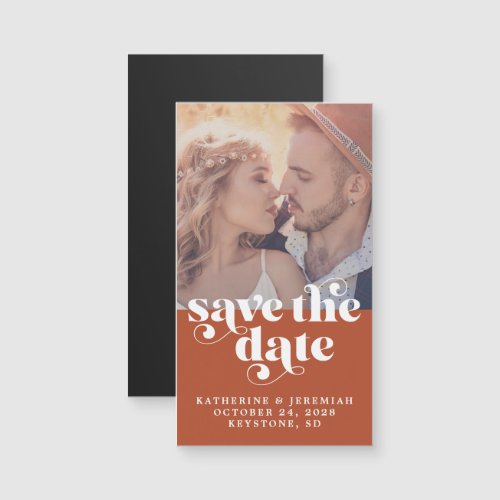 Modern Typography Terracotta Photo Save the Date