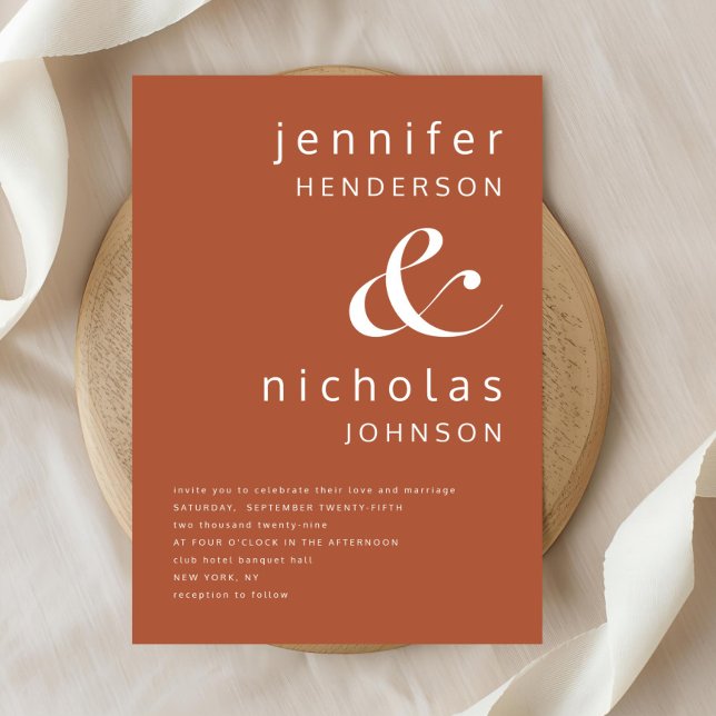 Modern Typography Terracotta Wedding Invitation (Modern Typography Terracotta Wedding Invitation)