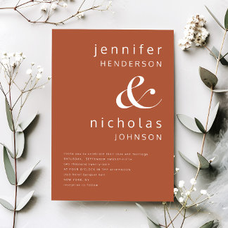 Modern Typography Terracotta Wedding Invitation