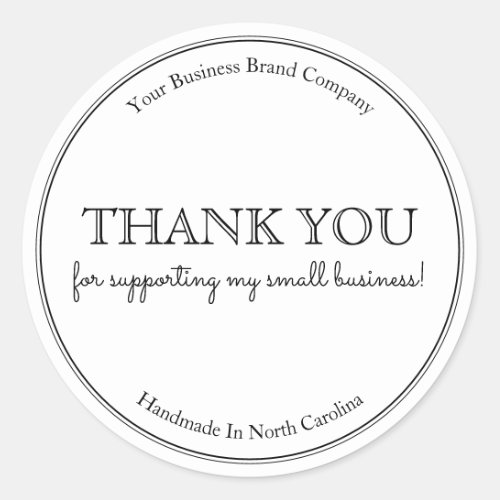 Modern Typography Thank You Business Classic Round Sticker