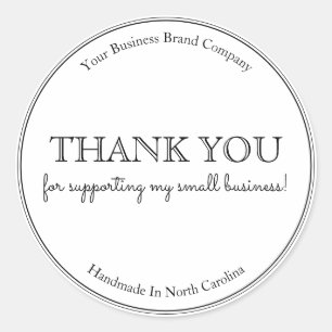 Modern Typography Thank You Business Classic Round Sticker