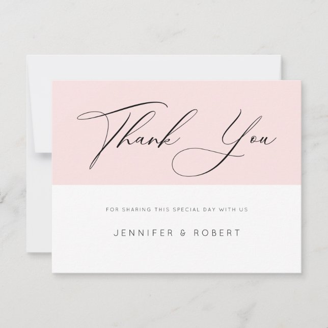 Modern Typography Thank you on light-pink & white Card (Front)