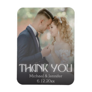 modern typography thank you wedding faded photo  magnet