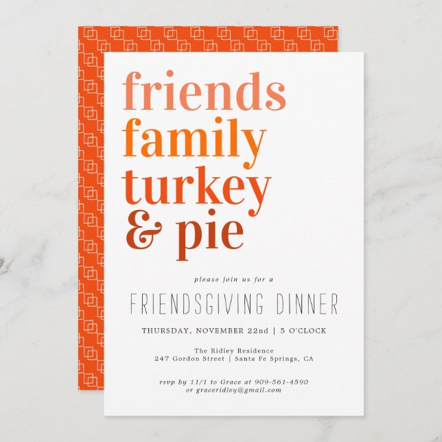 Modern Typography | Thanksgiving Dinner Party Invitation (Front/Back)