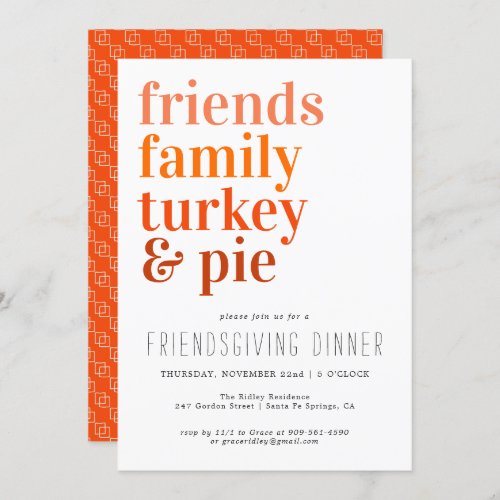 Modern Typography  Thanksgiving Dinner Party Invitation