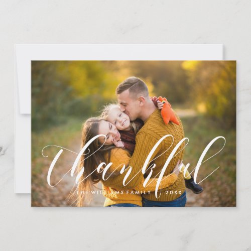 Modern Typography Thanksgiving Photo Holiday Card