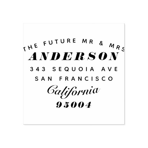 Modern Typography The Future Mr  Mrs Address Rubber Stamp