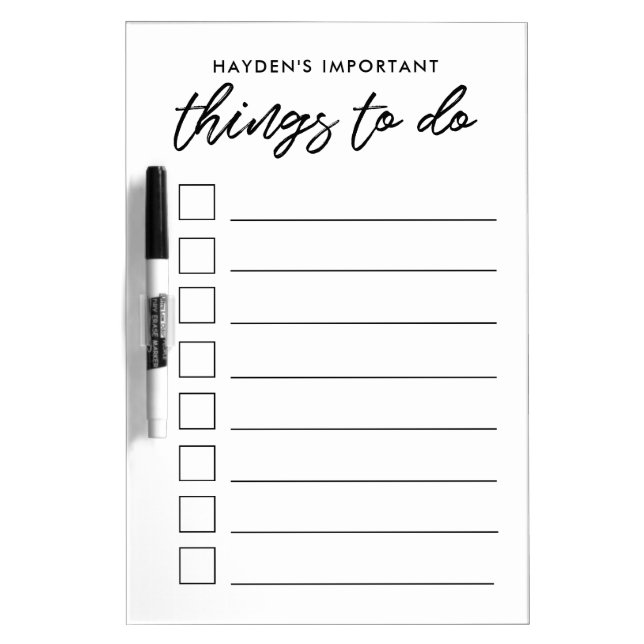 Modern typography Things to do list Dry Erase Board (Front)