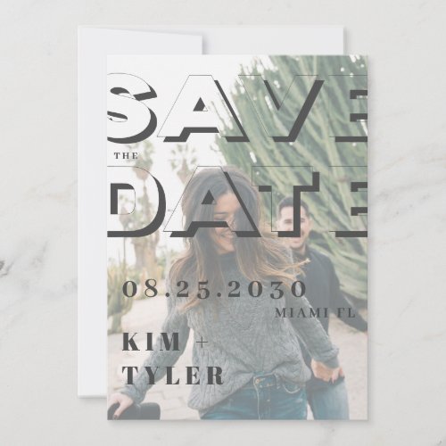 Modern typography transparent photo  save the date