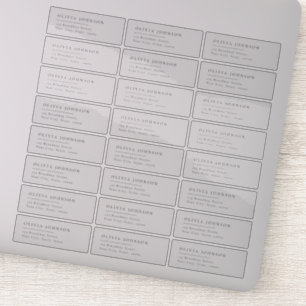 Modern typography transparent return address label