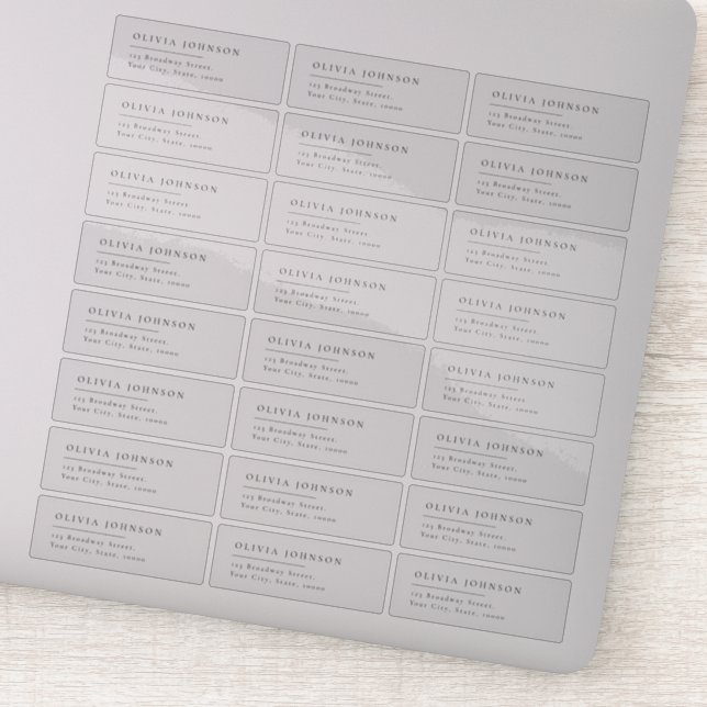 Modern typography transparent return address label (Detail)