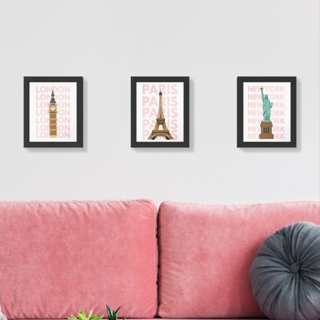 Modern Typography  Travel Art Set (Livingroom)
