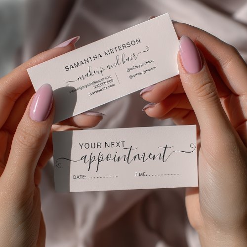 Modern typography trendy blush pink appointment mini business card