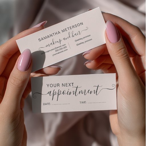 Customizable Modern typography trendy blush pink appointment mini business card