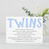 Modern Typography Twin Boys Baby Shower Invitation (Standing Front)