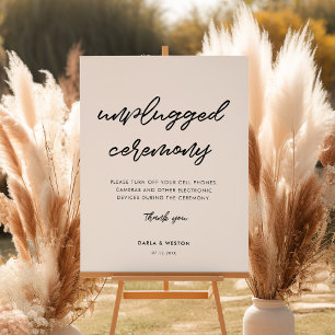 Modern typography Unplugged ceremony wedding sign