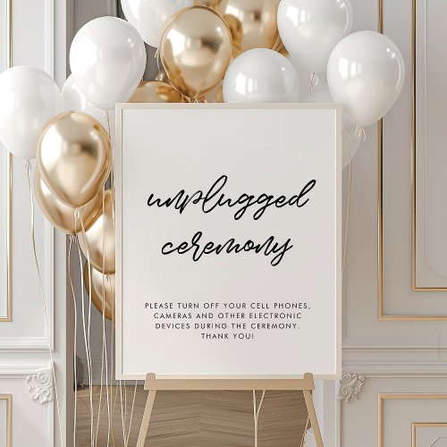 Modern typography Unplugged ceremony wedding sign
