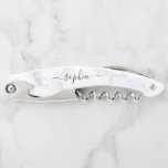 Modern Typography Wedding Bridesmaid Waiter's Corkscrew<br><div class="desc">This modern typography marble corkscrew makes the perfect favor for each bridesmaid in your wedding!  Personalize with the name and date of your choice.</div>