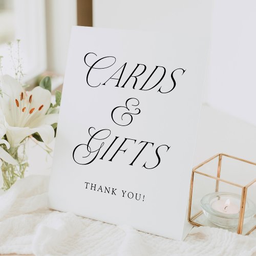 Modern Typography Wedding Cards and Gifts Pedestal Sign