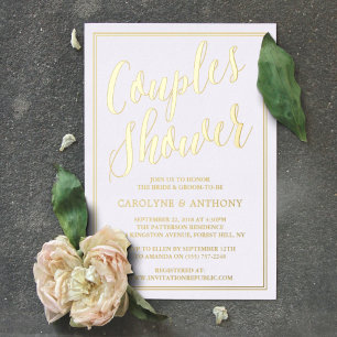 Modern Typography Wedding Couples Shower Real Foil Invitation